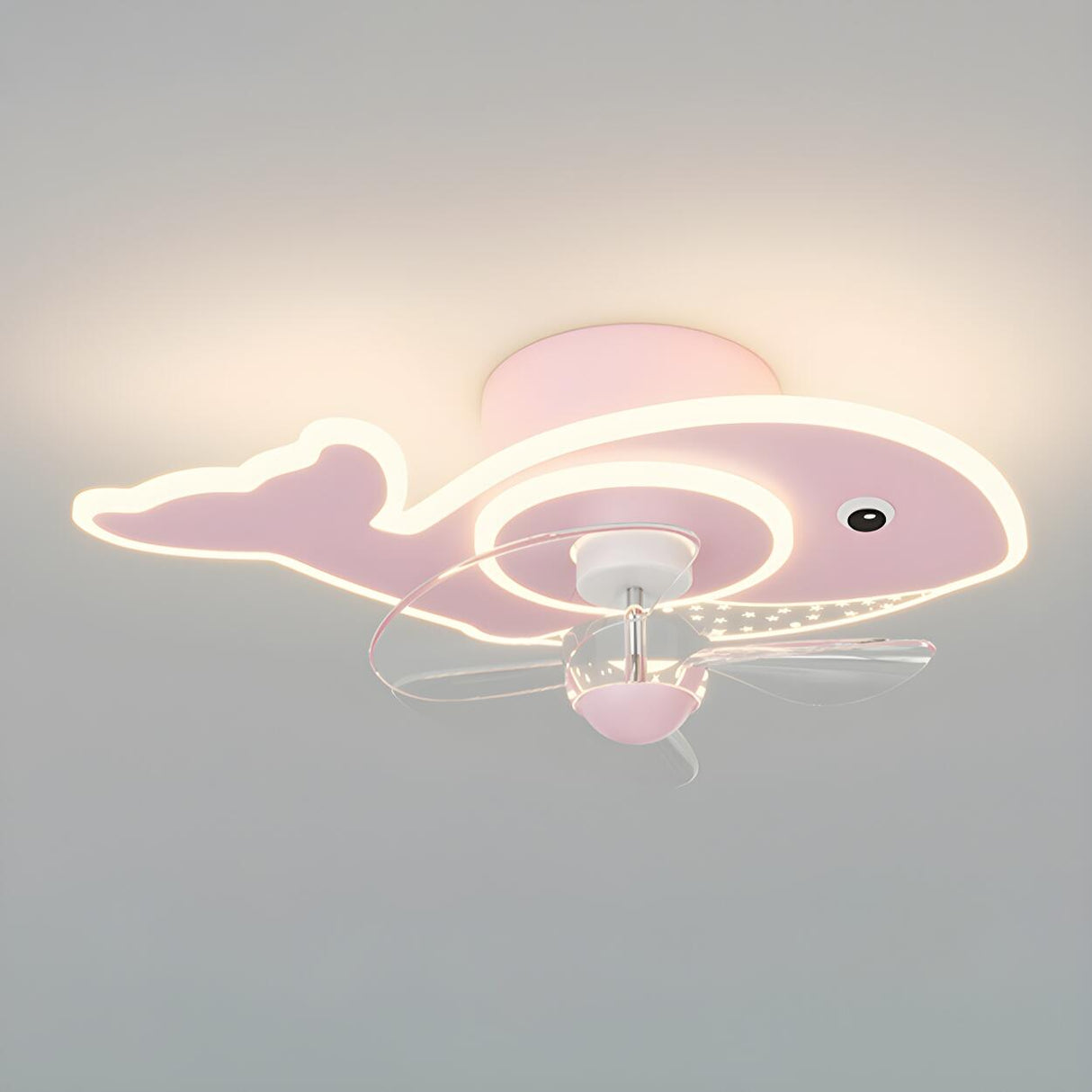 Kids Room Cartoon Whale Ceiling Fan with LED Light Image - 2