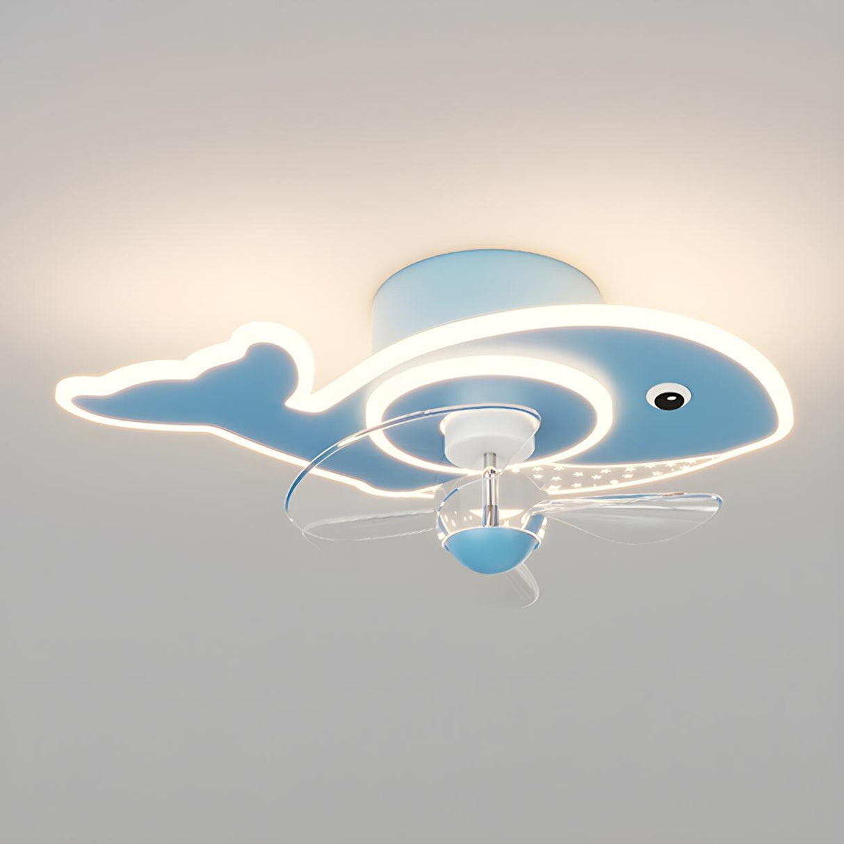 Kids Room Cartoon Whale Ceiling Fan with LED Light Image - 3