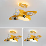 Kids Room Chic Cute Airplane LED Ceiling Fan Light Image - 11