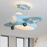 Kids Room Chic Cute Airplane LED Ceiling Fan Light Image - 17