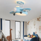 Kids Room Chic Cute Airplane LED Ceiling Fan Light Image - 18