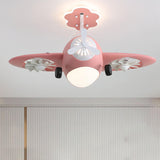 Kids Room Chic Cute Airplane LED Ceiling Fan Light Image - 4