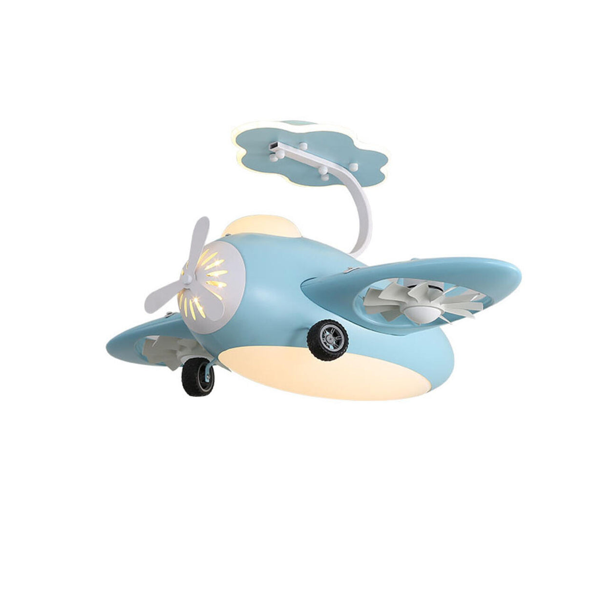 Kids Room Chic Cute Airplane LED Ceiling Fan Light Image - 5