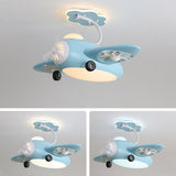 Kids Room Chic Cute Airplane LED Ceiling Fan Light Image - 9