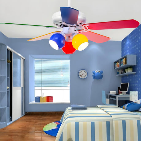 Kids Room Chic Multicolor 5 Blade Ceiling Fan Light Image - 1