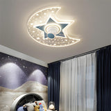 Kids Room Chic Star and Moon LED Ceiling Fan with Light Image - 1