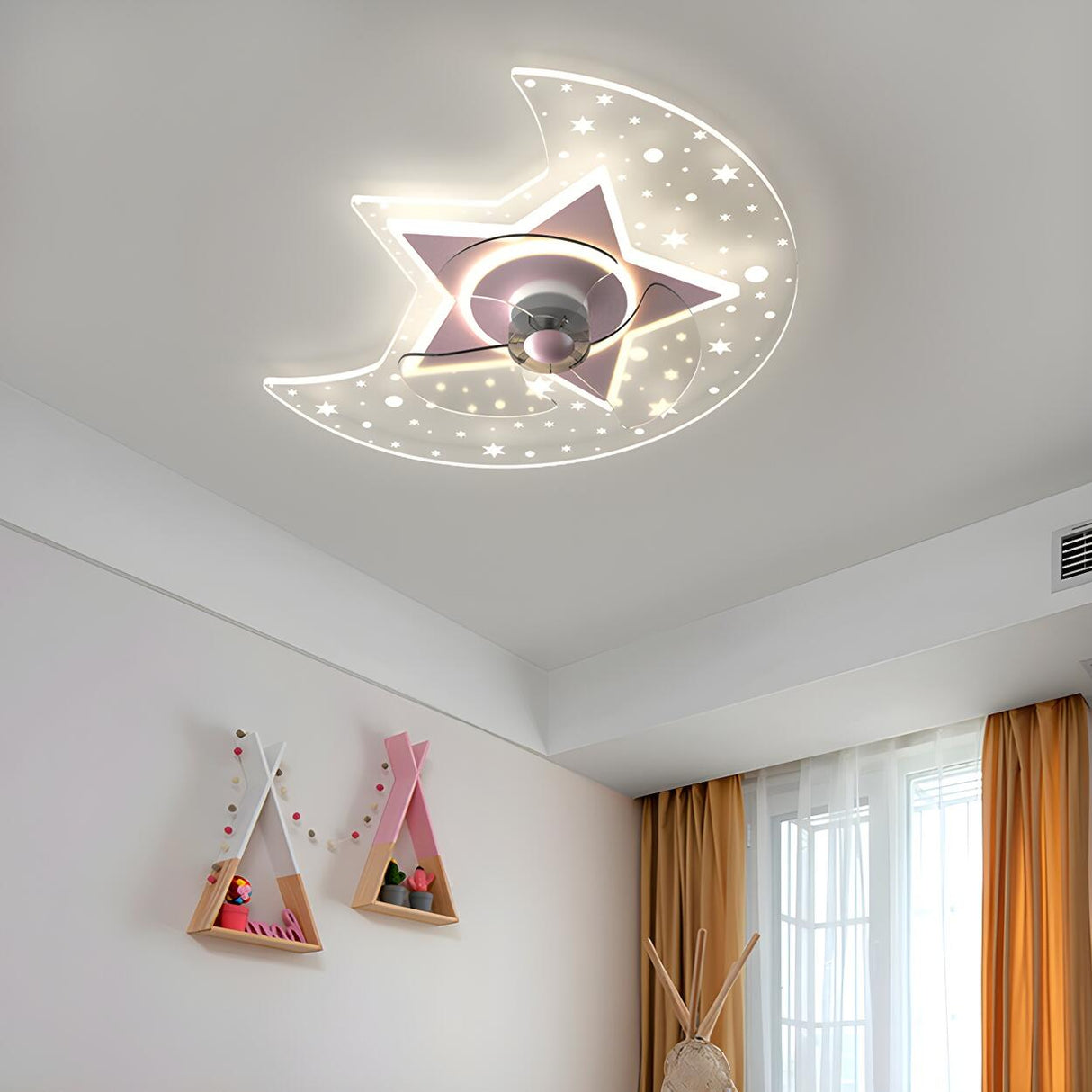 Kids Room Chic Star and Moon LED Ceiling Fan with Light Image - 12