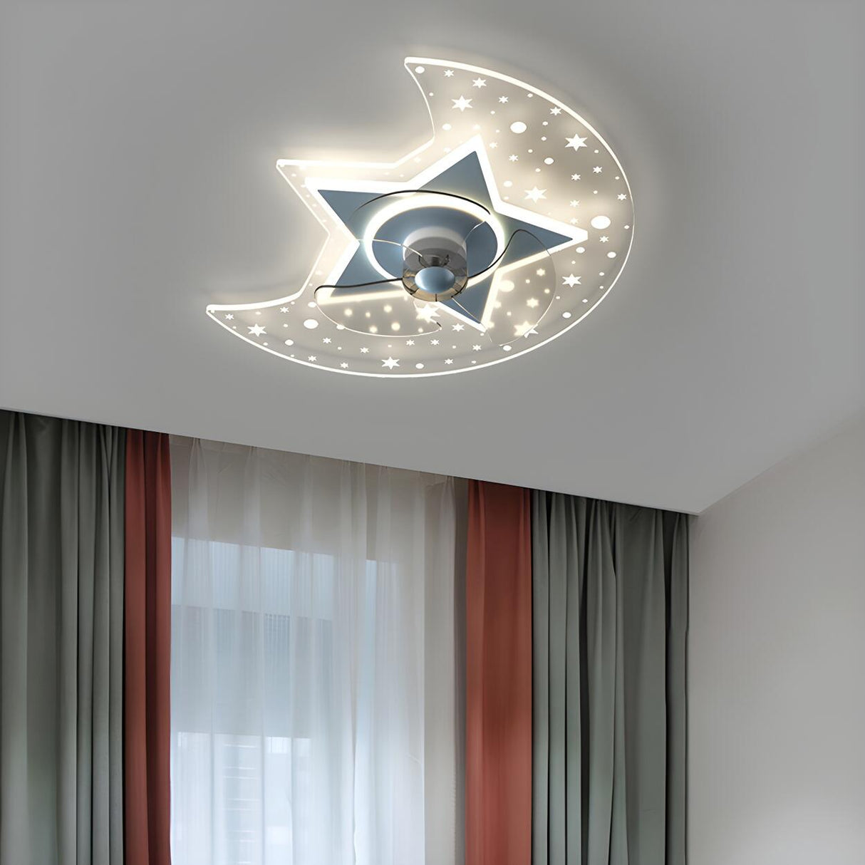 Kids Room Chic Star and Moon LED Ceiling Fan with Light Image - 13