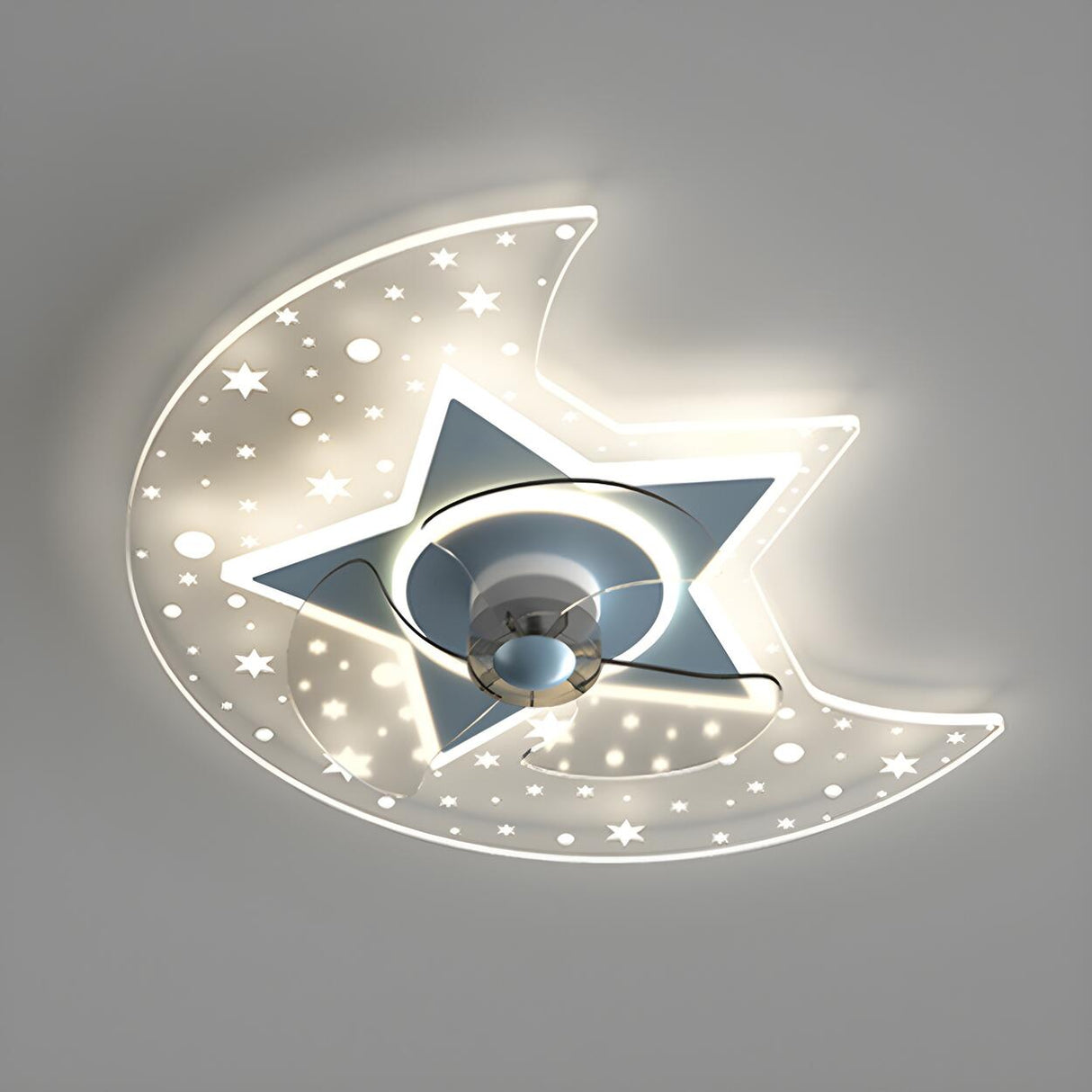 Kids Room Chic Star and Moon LED Ceiling Fan with Light Image - 7