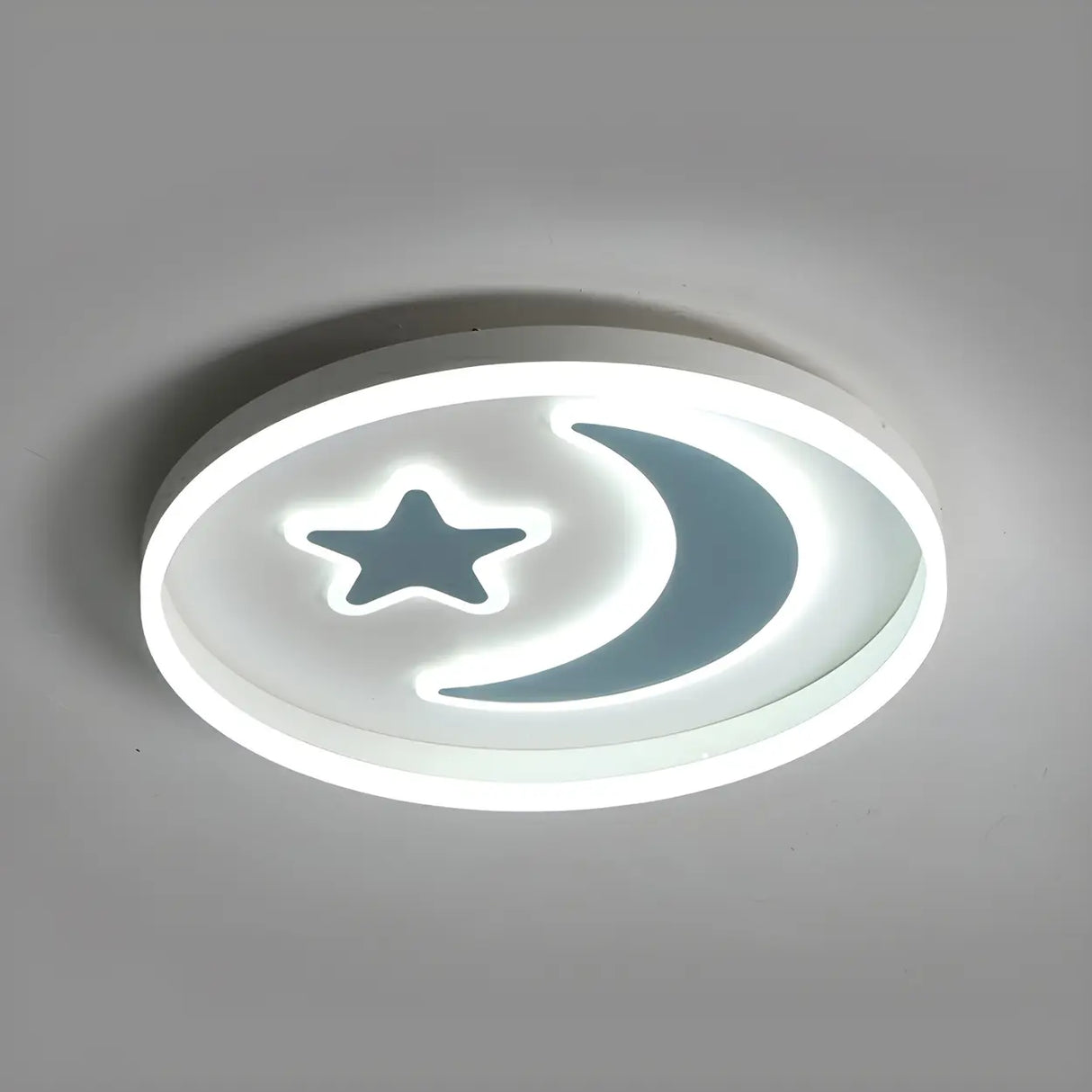 Kids Room Circle Moon Star Flush Mount Ceiling Light Image - 15