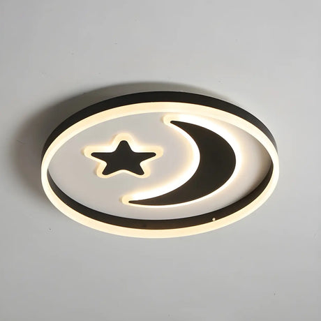 Kids Room Circle Moon Star Flush Mount Ceiling Light Image - 2