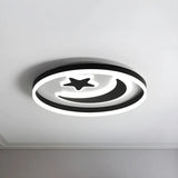 Kids Room Circle Moon Star Flush Mount Ceiling Light Image - 3