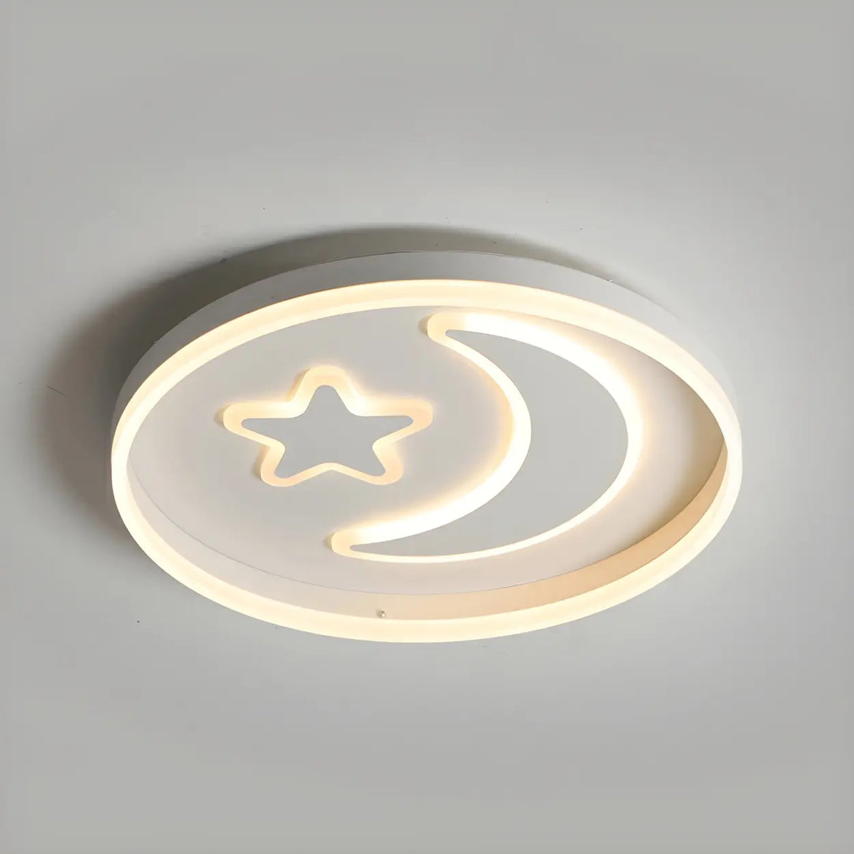 Kids Room Circle Moon Star Flush Mount Ceiling Light Image - 6