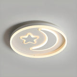 Kids Room Circle Moon Star Flush Mount Ceiling Light Image - 6