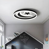 Kids Room Circle Moon Star Flush Mount Ceiling Light Image - 7