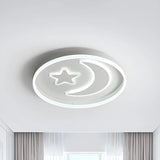 Kids Room Circle Moon Star Flush Mount Ceiling Light Image - 8