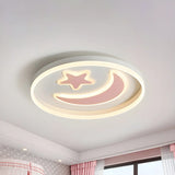 Kids Room Circle Moon Star Flush Mount Ceiling Light Image - 9