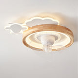 Kids Room Cloud Wood Flush Ceiling Fan with LED Light Image - 5