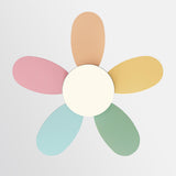 Kids Room Colorful 5 Wooden Blade Ceiling Fan Light Image - 11