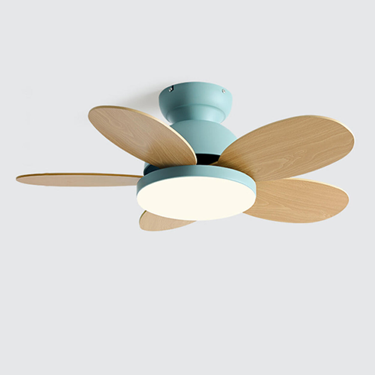 Kids Room Colorful 5 Wooden Blade Ceiling Fan Light Image - 15