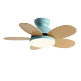 Kids Room Colorful 5 Wooden Blade Ceiling Fan Light Image - 7