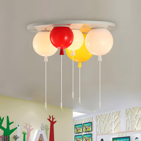 Kids Room Colorful Balloon Flush Mount Light 5-Light Image - 1