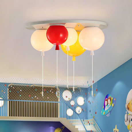 Kids Room Colorful Balloon Flush Mount Light 5-Light Image - 2