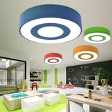 Kids Room Colorful Concentric Drum LED Flush Mount Lamp Image - 1