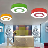 Kids Room Colorful Concentric Drum LED Flush Mount Lamp Image - 2