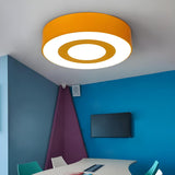 Kids Room Colorful Concentric Drum LED Flush Mount Lamp Image - 3