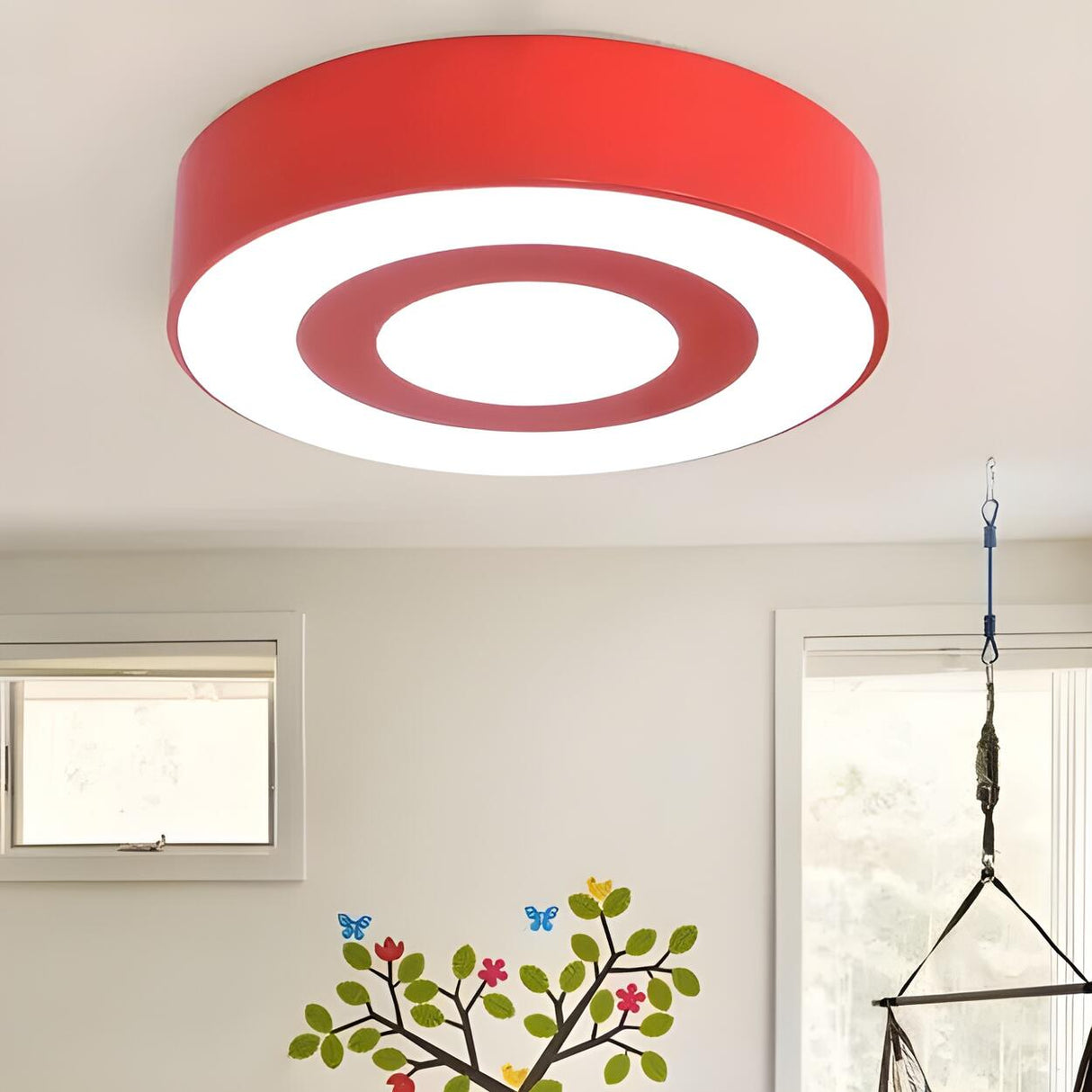 Kids Room Colorful Concentric Drum LED Flush Mount Lamp Image - 4