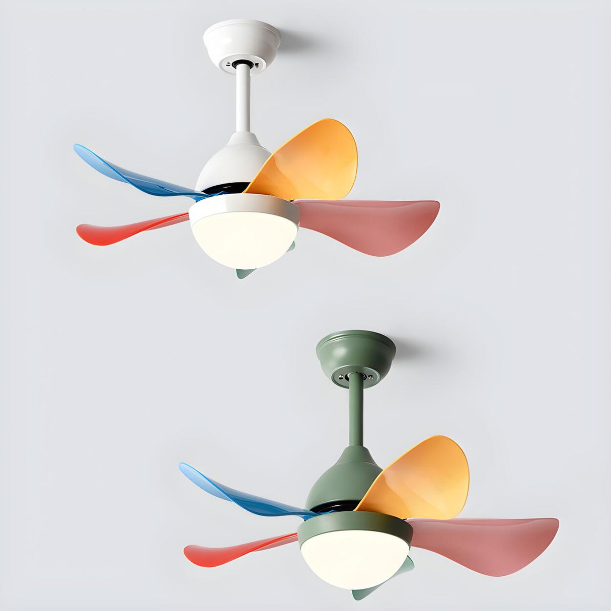 Kids Room Colorful Nordic LED Ceiling Fan with Light Image - 10