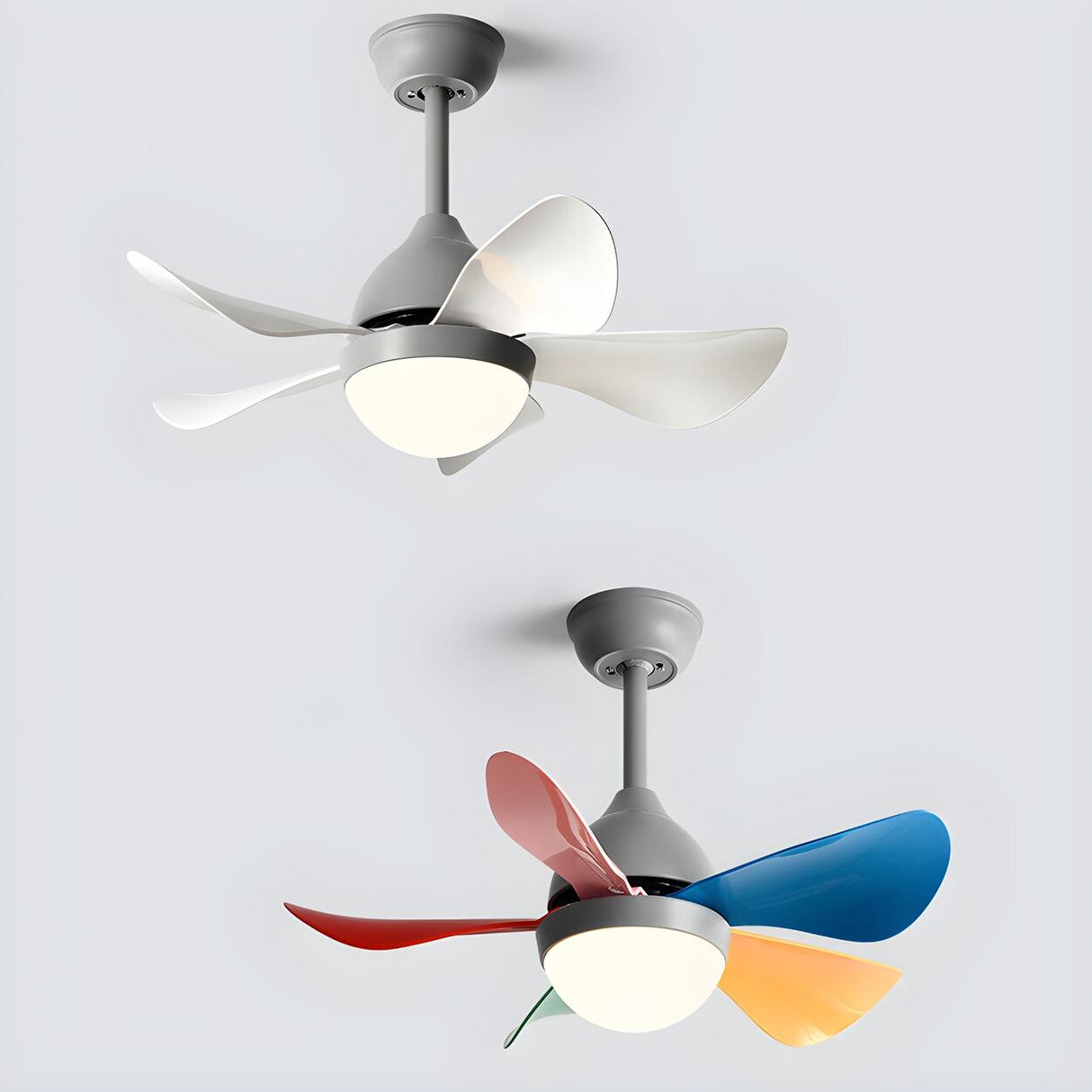 Kids Room Colorful Nordic LED Ceiling Fan with Light Image - 11