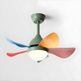 Kids Room Colorful Nordic LED Ceiling Fan with Light Image - 4