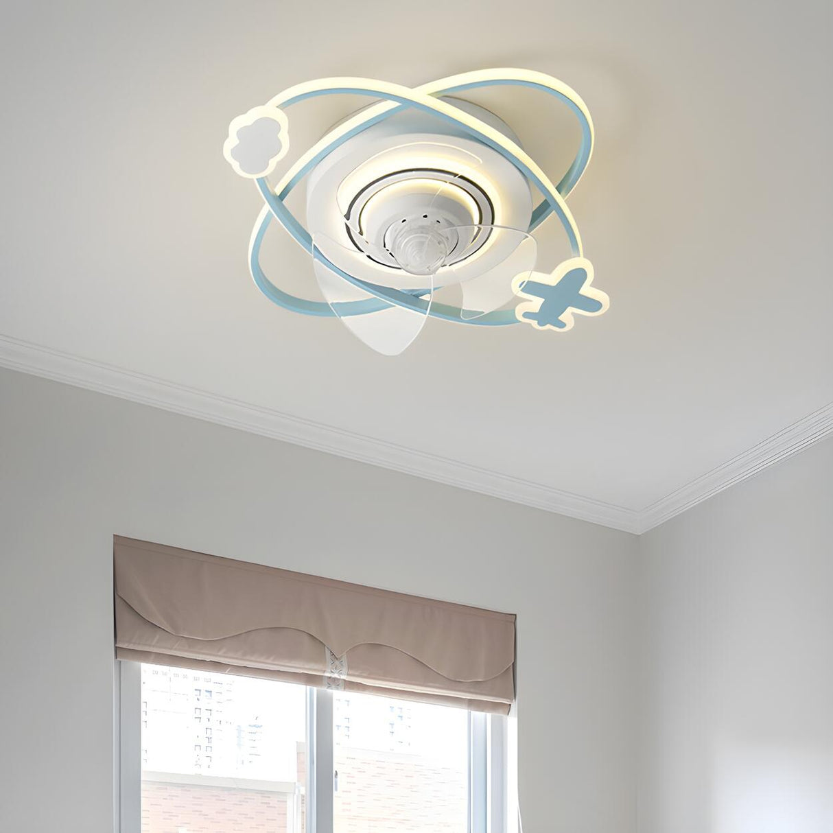 Kids Room Creative 2 Oval LED Ceiling Fan with Light Image - 1