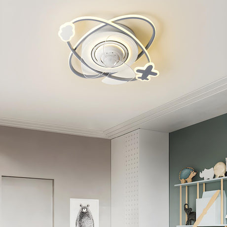 Kids Room Creative 2 Oval LED Ceiling Fan with Light Image - 2