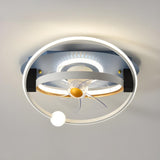 Kids Room Creative 2 Rings LED Ceiling Fan with Light Image - 6