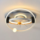 Kids Room Creative 2 Rings LED Ceiling Fan with Light Image - 9