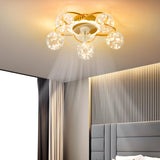 Kids Room Creative Ball Shade Gold Ceiling Fan Light Image - 1