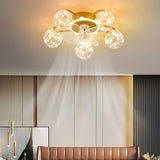 Kids Room Creative Ball Shade Gold Ceiling Fan Light Image - 19