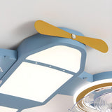 Kids Room Creative Blue Airplane Ceiling Fan with Light Image - 10