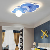 Kids Room Creative Blue Cloud Ceiling Fan with Light Image - 12