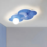 Kids Room Creative Blue Cloud Ceiling Fan with Light Image - 13