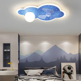 Kids Room Creative Blue Cloud Ceiling Fan with Light Image - 3