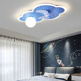 Kids Room Creative Blue Cloud Ceiling Fan with Light Image - 4