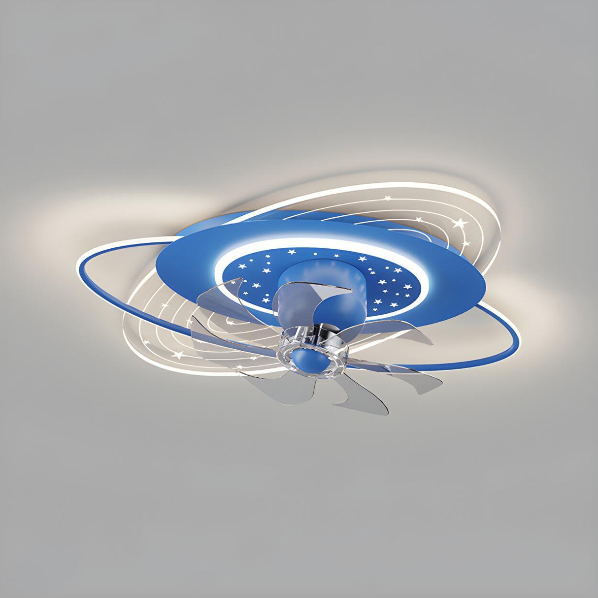 Kids Room Creative Blue Galaxy Ceiling Fan with Light Image - 10