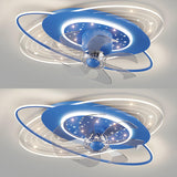 Kids Room Creative Blue Galaxy Ceiling Fan with Light Image - 11