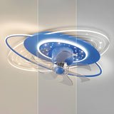 Kids Room Creative Blue Galaxy Ceiling Fan with Light Image - 12