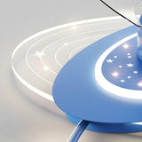 Kids Room Creative Blue Galaxy Ceiling Fan with Light Image - 14