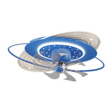 Kids Room Creative Blue Galaxy Ceiling Fan with Light Image - 5